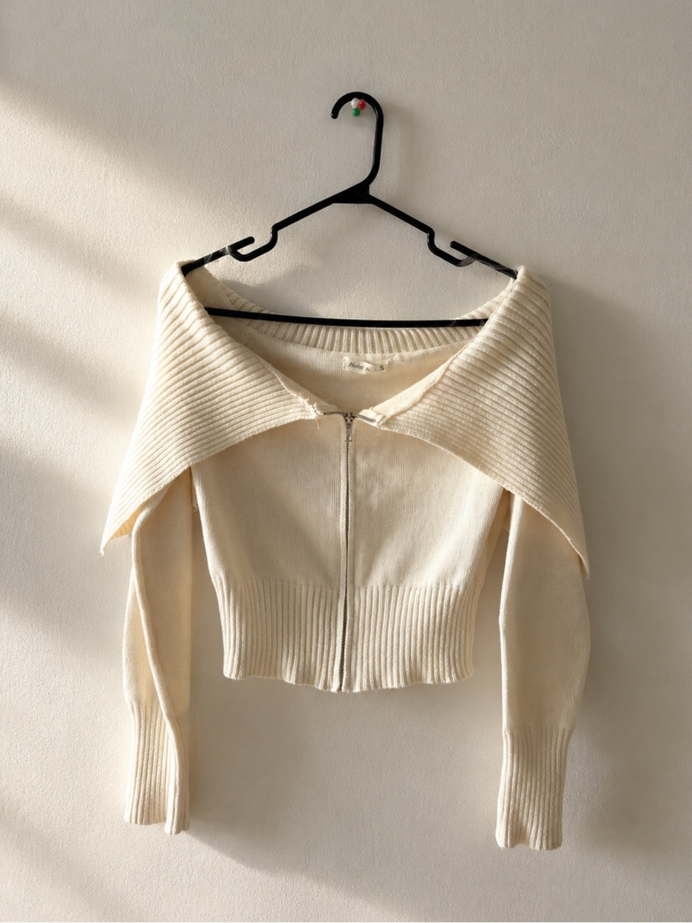 Cream Off-Shoulder Knit Sweater Top Size M